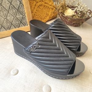 Karl Lagerfeld Black Quilted Wedge Sandals